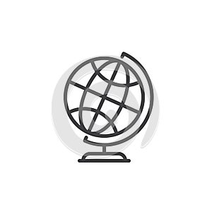 Desktop world earth globe line icon, outline vector sign, linear style pictogram isolated on white