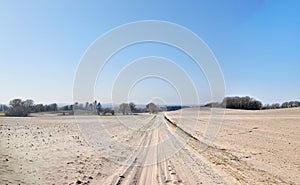 A desolate agricultural farmland caused by summer heat droughts and impact on agriculture industry. Open and empty dry