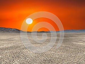 Desolate Desert Hot Sun Landscape