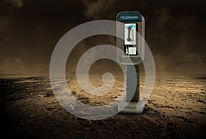 Desolate Desert Pay Phone Illustration