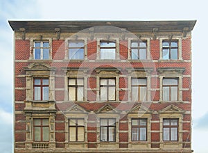 Desolate facade of a house listed as monument in Magdeburg