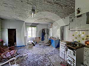 Desolate kitchen in an abandoned Swedish house