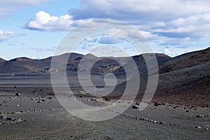 Desolate landscape from Kverfjoll area, Iceland panorama photo