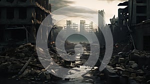 Desolate Metropolis: A Post-Apocalyptic Journey Through a Ravage photo