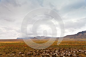 Desolate mountain landscape on a rainy day