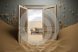 Desolate Open door desert. Generate Ai