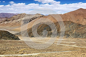 Desolate plateau landscape in Tibet