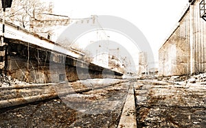 Desolate railway station retro style