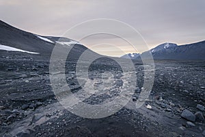 Desolate stone field giving feeling of emptiness in Sarek photo