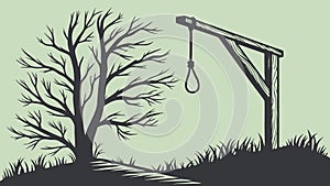 Desolate Tree with Gallows Vector Illustration, vector design Generative AI