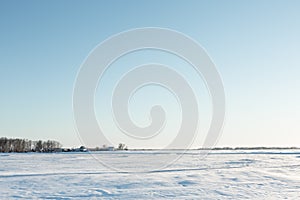 Desolate winter landscape near the village