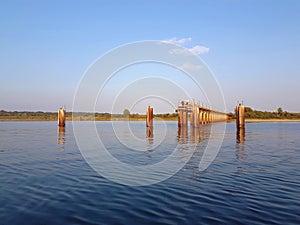 A desolated metal constructed dock at river