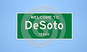 DeSoto, Texas city limit sign. Town sign from the USA.
