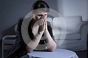 Despair divorced woman photo