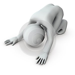 Despair and give up. A character who is crying on the floor.