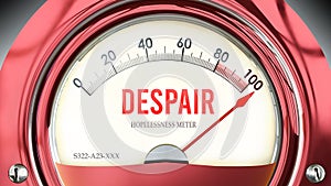 Despair and Hopelessness Meter that is hitting a full scale, showing a very high level of despair photo