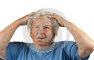 Despaired senior woman