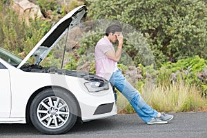 Desperate man after a car breakdown