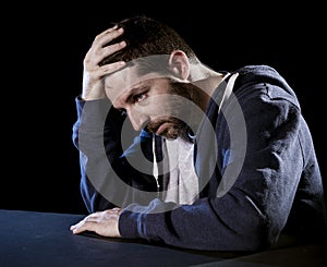 Desperate man suffering emotional pain, grief and deep depression