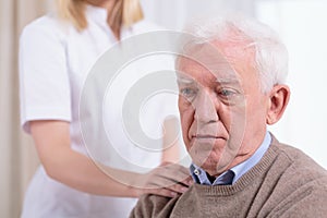 Desperate sad pensioner