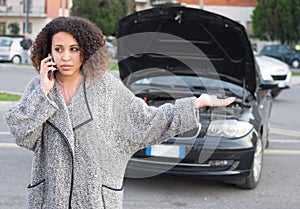 Desperate woman calling emergency help smartphone