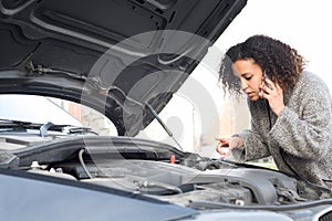 Desperate woman calling emergency help smartphone