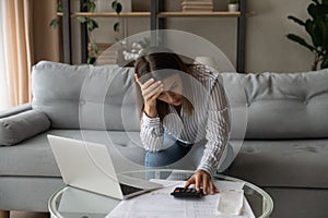 Desperate woman feeling stressed about financial problems