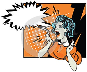 Desperate woman - retro clip art Illustration