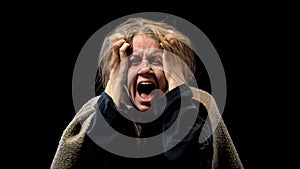 Desperate woman screaming in sorrow, suffering mental disorder, nightmare