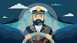 Despite the unpredictable nature of the ocean the stoic captain navigates the ship of life with unwavering focus and photo