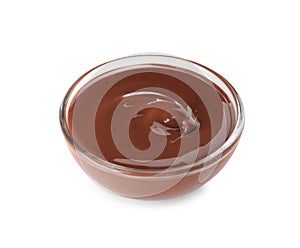 Dessert bowl with tasty chocolate cream isolated