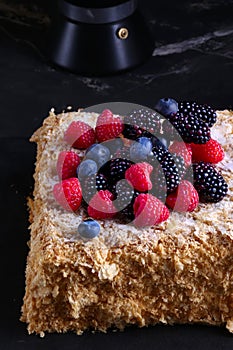 dessert cake pie with berries