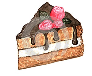 Dessert cake watercolor illustration