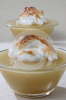 Dessert with cream in glass bowls