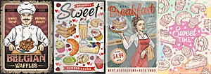 Dessert food set posters colorful