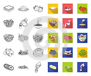Dessert fragrant outline,flat icons in set collection for design. Food and sweetness vector symbol stock web