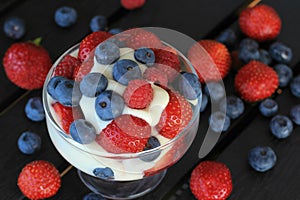 Yogurt dessert with fresh berries