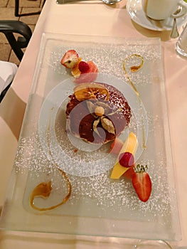 The dessert with fruits