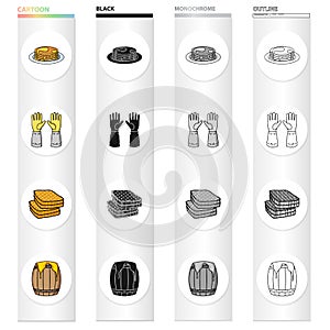 Dessert with honey, gloves of the beekeeper, honeycomb, a barrel of honey. Apiary set collection icons in cartoon black