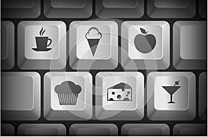 Dessert Icons on Computer Keyboard Buttons