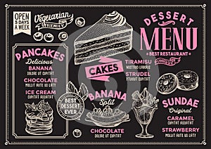 Dessert menu restaurant, food template.