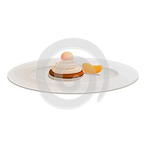 Dessert molecular cuisine icon, cartoon style