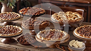 Dessert options abound with pies of all flavors and sizes dotting the table. From classic pumpkin to decadent pecan photo