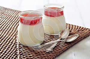 Dessert panna cotta with strawberry