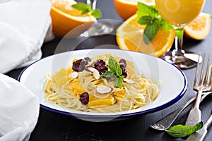 Dessert pasta with orange