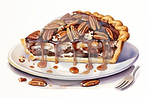 Dessert pecan food baked sweet crust delicious background white pie pastry