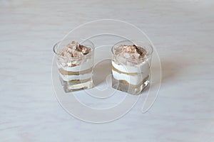 Dessert in portioned glasses