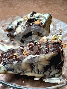 Fresh pudding served on a plate