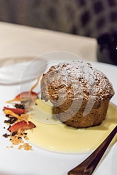 Dessert served in a restaurant in Italy