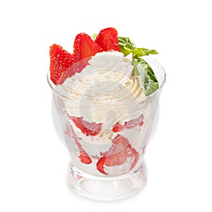 Dessert with strawberries and whipped cream